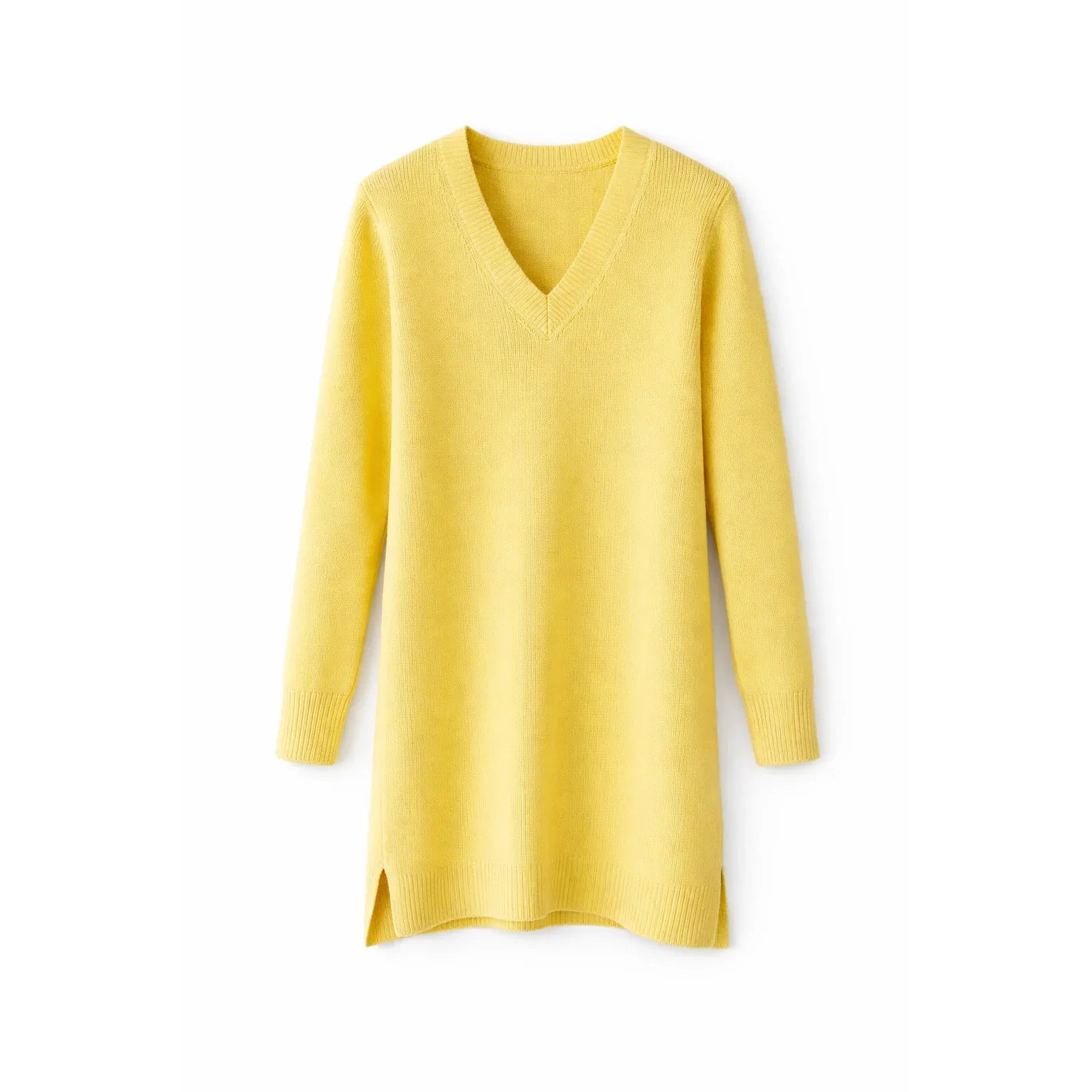 Lands' End Cotton Ribbed Knit V-Neck Jumper Dress - Gomix Brands Outlet